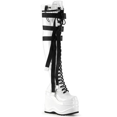 Wave-315 Platform Boots - White Stretch Patent